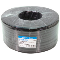 LogiLink Telefonkabel, 100 m, 8-adrig, flach, schwarz