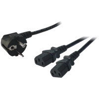LogiLink Y-Stromkabel, 1x Schutzkontakt - 2x...