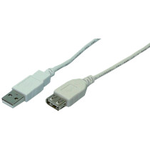 LogiLink USB 2.0 Verlängerungskabel, grau, 3,0 m