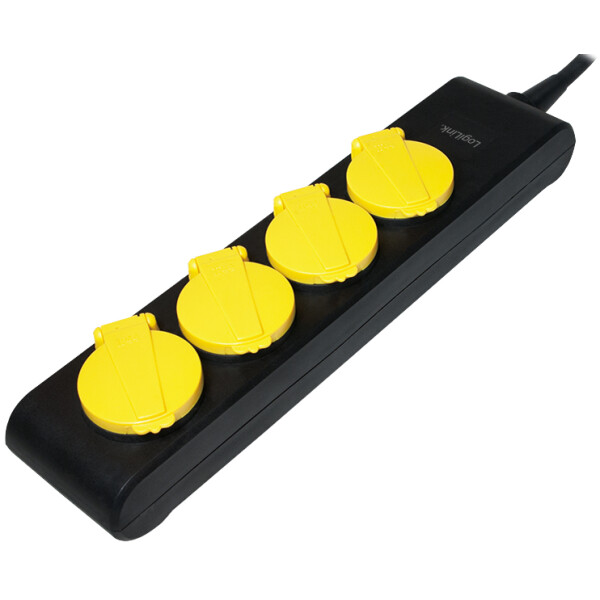 LogiLink Outdoor-Steckdosenleiste, 4-fach, schwarz, IP44