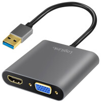 LogiLink USB 3.0 - HDMI VGA Grafikadapter, schwarz