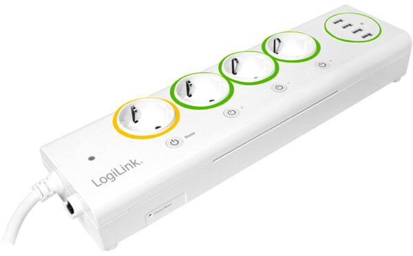 LogiLink LogiSmart WiFi Steckdosenleiste, 4-fach + 4 x USB