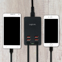 LogiLink USB-Tisch-Ladegerät, 6-Port, 32 Watt, schwarz