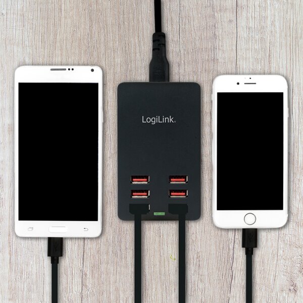 LogiLink USB-Tisch-Ladeger&auml;t, 8-Port, 44 Watt, schwarz