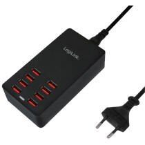 LogiLink USB-Tisch-Ladegerät, 8-Port, 44 Watt, schwarz