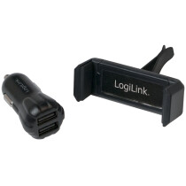 LogiLink USB-KFZ-Ladegerät + Smartphone Halterung,...