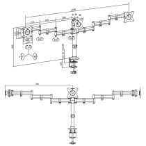 LogiLink Dreifach-Monitorarm, Armlänge: 746 mm, schwarz