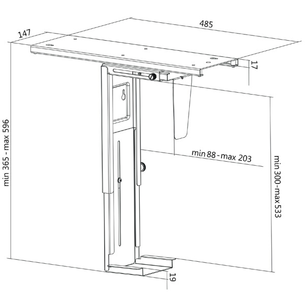 LogiLink PC-Halter, aus Metall, dreh- &amp; ausziehbar, schwarz