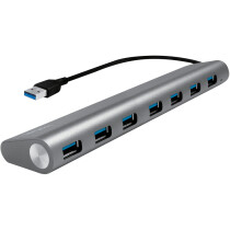 LogiLink USB 3.0 Hub, 7-Port, Aluminiumgehäuse, grau