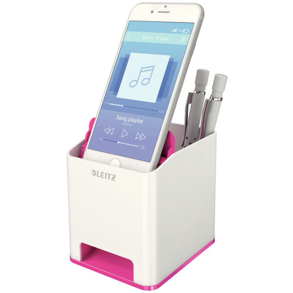 LEITZ Sound Stifteköcher WOW Duo Colour, 2 Fächer, pink