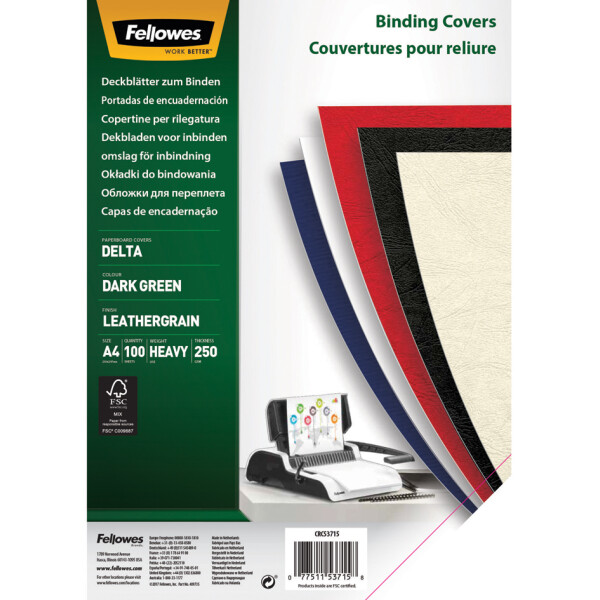 Fellowes Deckblatt Delta, Lederstruktur, DIN A4, weiß
