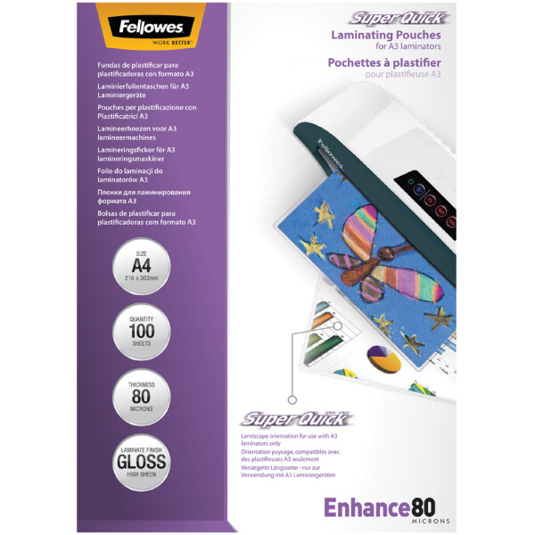 Fellowes Laminierfolientasche Super Quick, DIN A4, 250 mic