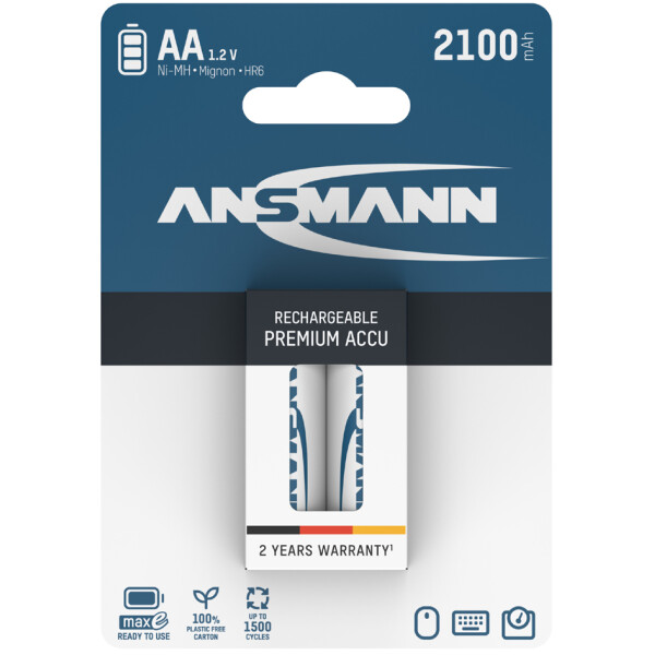 ANSMANN NiMH Akku maxE, Mignon (AA) 2.100 mAh, 4er Blister