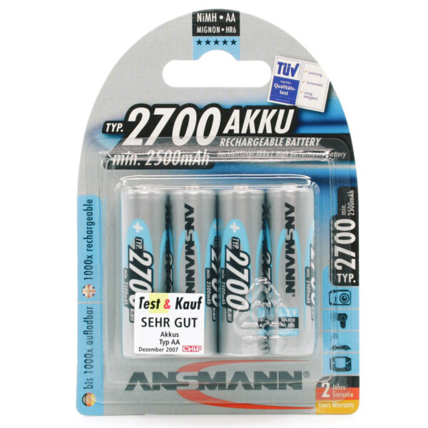 ANSMANN NiMH Akku Premium, Mignon AA, 4er Blister