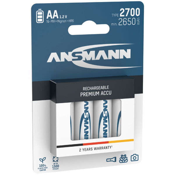 ANSMANN NiMH Akku Premium, Mignon AA, 4er Blister