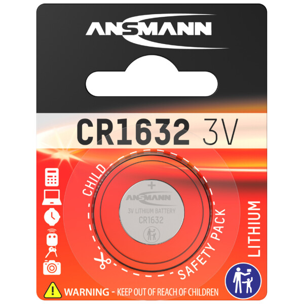 ANSMANN Lithium Knopfzelle CR1632, 3 Volt, 1er Blister