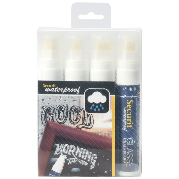 Securit Kreidemarker WATERPROOF LARGE, 4er Etui, sortiert