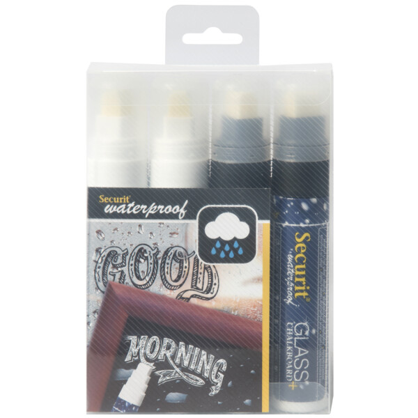 Securit Kreidemarker WATERPROOF LARGE, 4er Etui, sortiert