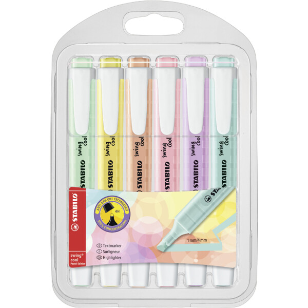 STABILO Textmarker swing cool Pastel Edition, 4er PET-Etui