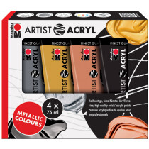 Marabu Acrylfarben-Set "Artist Acryl", Metallic, 4 x 75 ml