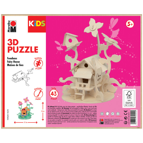 Marabu KiDS 3D Puzzle "Feenhaus", 43 Teile