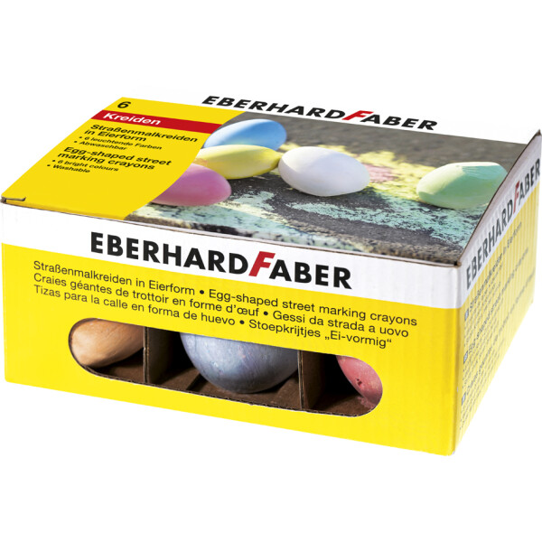 EBERHARD FABER Straßenmalkreide in Eierform, 6er Kartonetui
