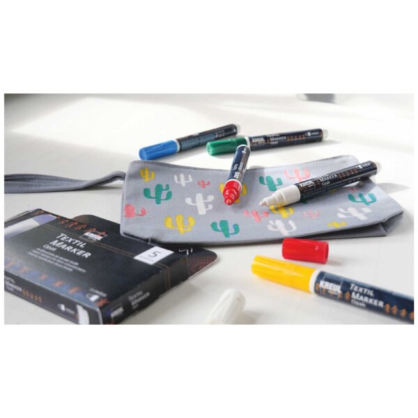 KREUL Textilmarker OPAK, Rundspitze, 5er-Set