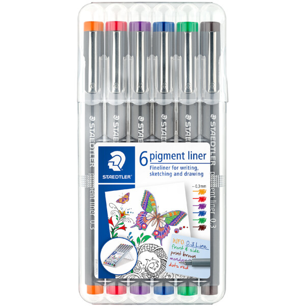 STAEDTLER Pigmentliner, Strichst&auml;rke: 0,5 mm, 6er Etui