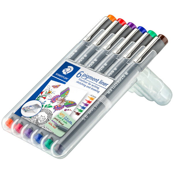 STAEDTLER Pigmentliner, Strichst&auml;rke: 0,5 mm, 6er Etui