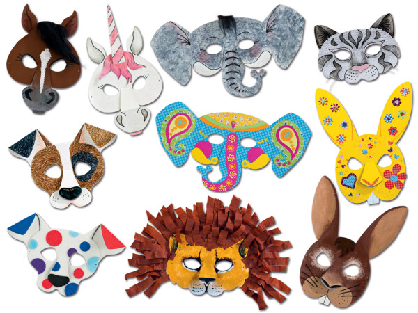 folia Kindermasken "Tiere", aus Pappe, 6 Motive sortiert