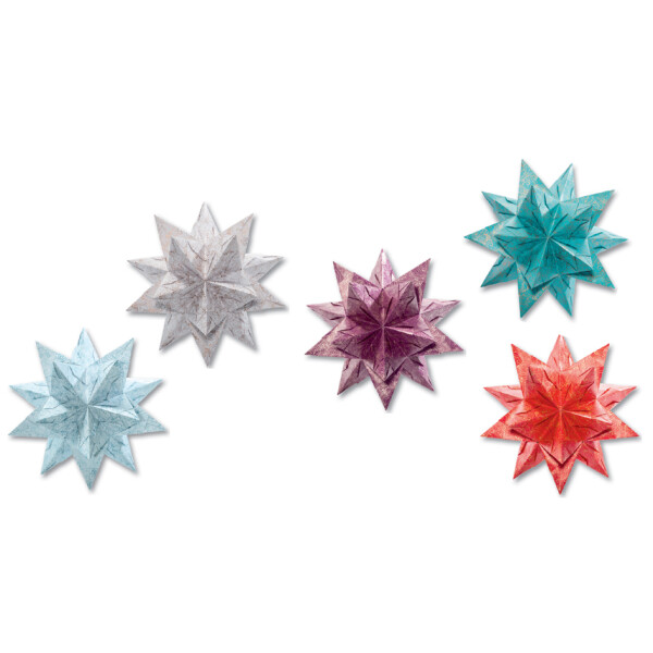 folia Faltblätter Bascetta-Stern, weiß bedruckt