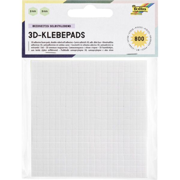 folia 3D-Klebepads, 5 x 5 mm, weiß, sortiert
