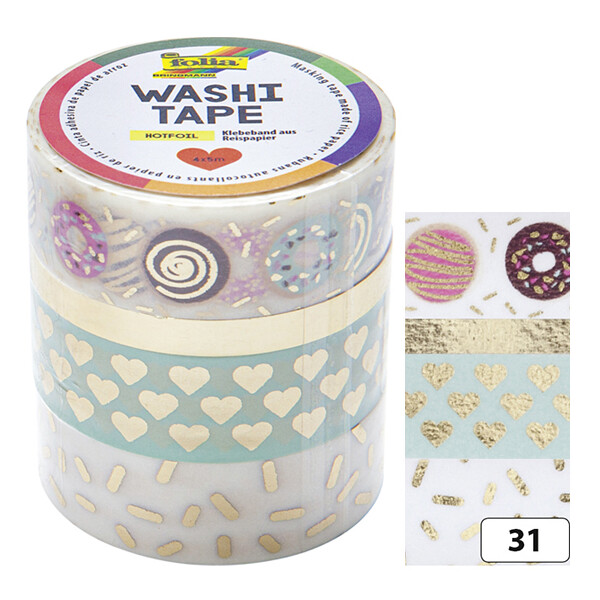 folia Deko-Klebeband Washi-Tape HOTFOIL GOLD, 4er Set