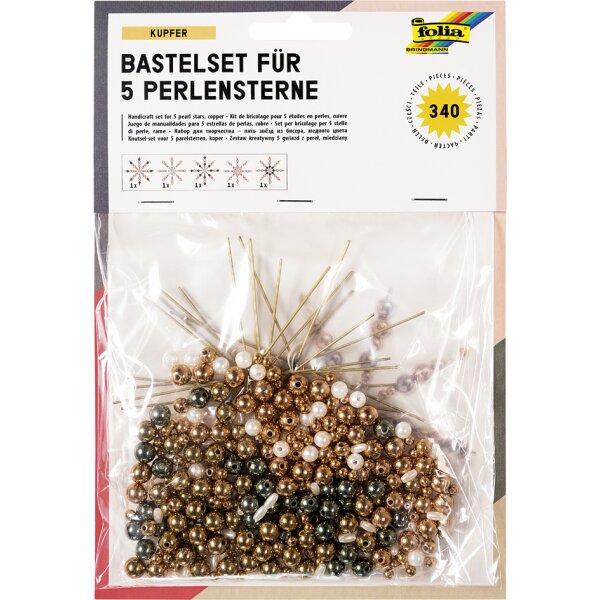 folia Perlensterne-Set, 340-teilig, rot gold perlwei&szlig;