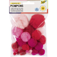 folia Pompons, 30 Stück, TON IN TON MIX Rot