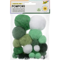 folia Pompons, 30 Stück, TON IN TON MIX Rot
