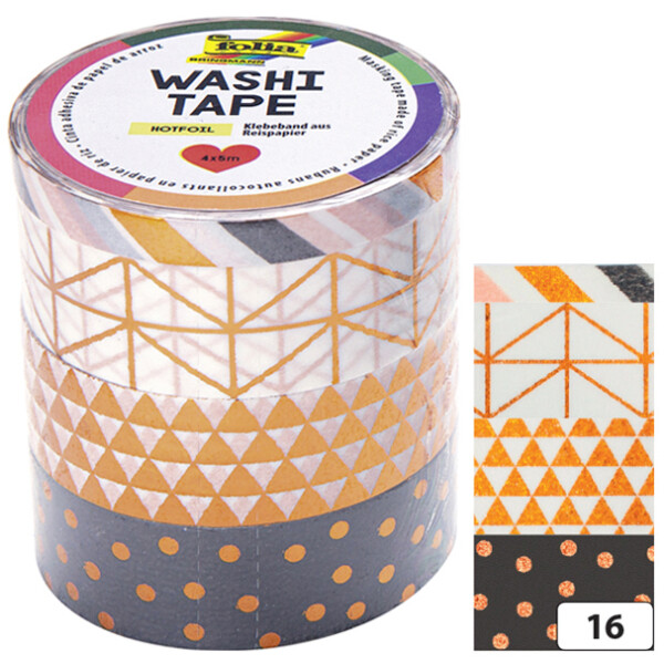 folia Deko-Klebeband Washi-Tape Hotfoil Gold II, 4er Set