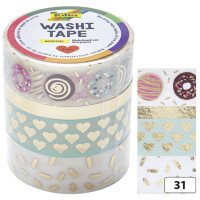 folia Deko-Klebeband Washi-Tape Hotfoil Gold II, 4er Set
