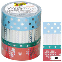 folia Deko-Klebeband Washi-Tape Hotfoil Eisblau, 4er Set