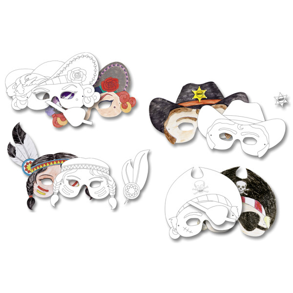 folia Kindermasken "Themen", aus Pappe, 6 Motive sortiert