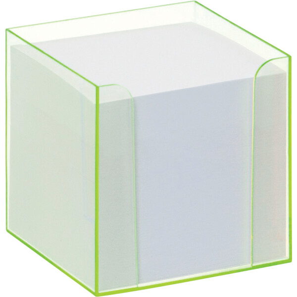 folia Zettelbox "Luxbox" mit Leuchtkanten, grün, bestückt