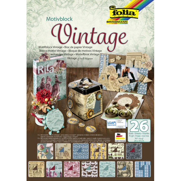 folia Motivblock "Vintage", 240 x 350 mm, 26 Blatt