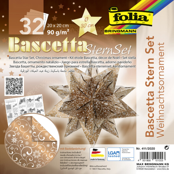 folia Faltbl&auml;tter Bascetta-Stern "Ornament 1", 200 x 200 mm