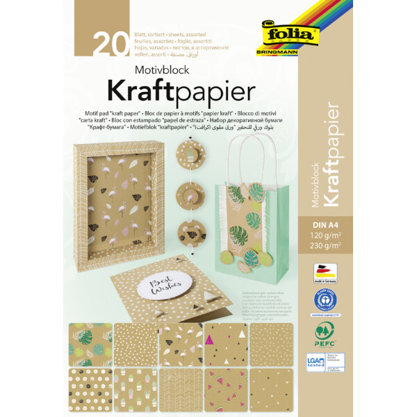 folia Motivblock "Kraftpapier", DIN A4, 20 Blatt