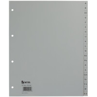HETZEL Kunststoff-Register, A-Z, A4, PP, 20-teilig, grau
