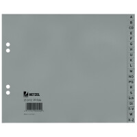 HETZEL Kunststoff-Register, A-Z, A4, PP, 20-teilig, grau