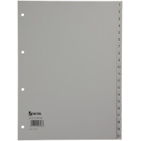 HETZEL Kunststoff-Register, Zahlen, A4, 1-31, PP, grau