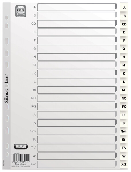 Oxford Kunststoff-Register, A-Z, DIN A4, weiß, 20-teilig