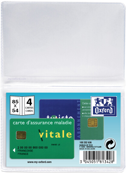 Oxford Kreditkartenhülle für 4 Kreditkarten, 0,20 mm, PVC
