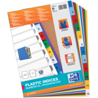 Oxford Kunststoff-Register, Zahlen, A4+, farbig, 10-teilig